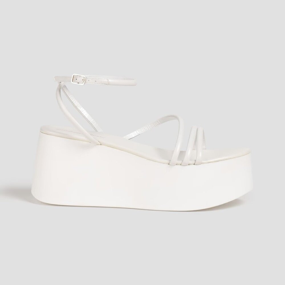 GIANVITO ROSSI Bekah Leather 100% Lambskin Platform Sandals White EU 37.5